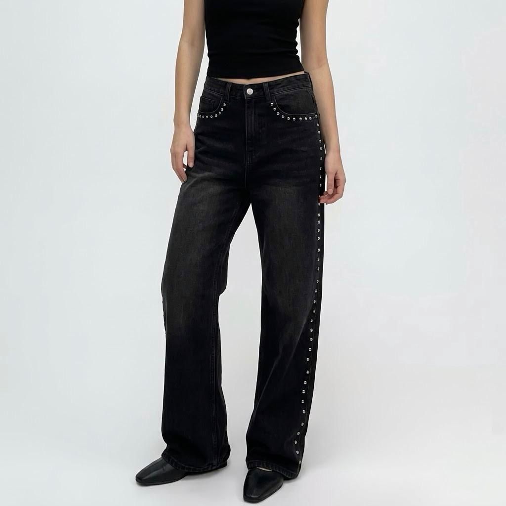 Studded Straight Leg Jeans