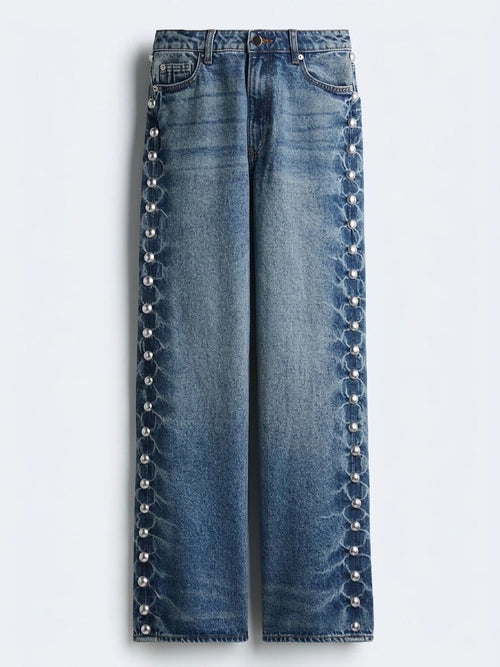 Studded Wide-Leg Jeans