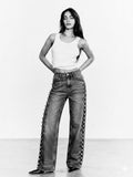 Studded Wide-Leg Jeans